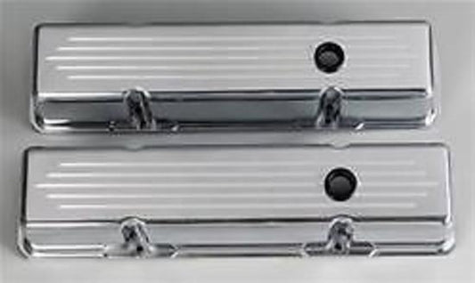 Billet Specialties BS95220 Polished Valve Covers Chev SB Tall Ball Milled