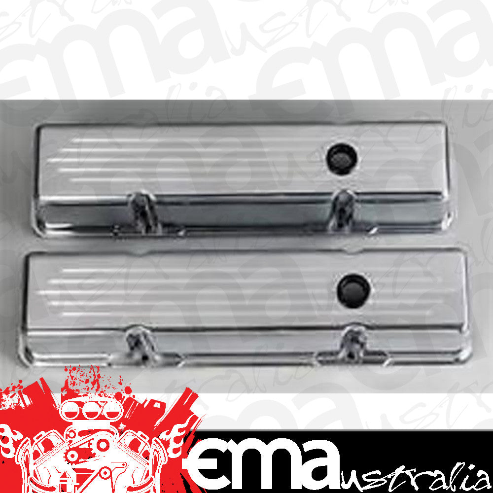 Billet Specialties BS95220 Polished Valve Covers Chev SB Tall Ball Milled