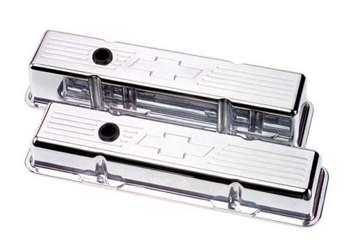 Billet Specialties BS95221 Chev SB Polished Tall Alloy Valve Covers Bowtie Logo