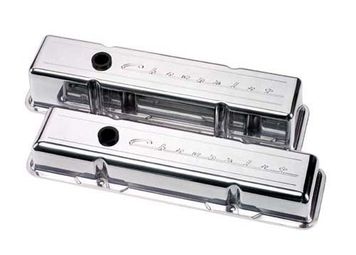 Billet Specialties BS95223 Chev SB Tall Aluminium Valve Covers Chevrolet Logo