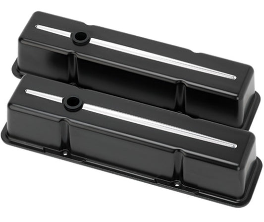 Billet Specialties BS95224 Aluminium Streamline Valve Covers - Black suit SB Chev - Tall