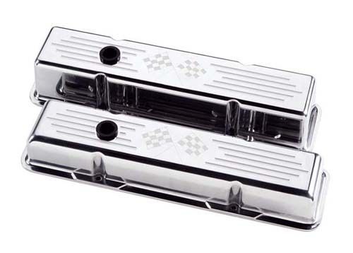 Billet Specialties BS95227 Chev SB Polished Alloy Tall Valve Covers Cross Flags