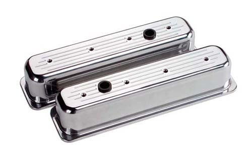 Billet Specialties BS95720 Aluminium Valve Covers Ball Milled - Polished suit SB Chev Vortec With Center Bolts Heads - Tall