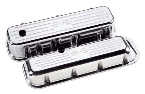 Billet Specialties BS96027 Chev SB Polished Alloy Valve Covers Crossed Flags