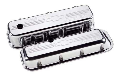 Billet Specialties BS96122 Chev BB Polished Alloy Tall Valve Covers Bowtie Logo