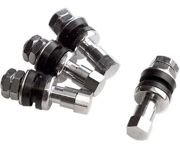 Billet Specialties BS999900 Chrome Bolt-In Valve Stems Short Style Set Of 4