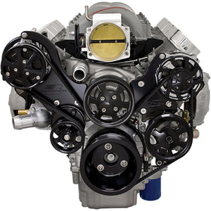 Billet Specialties BSBLK13450 Tru Trac Serpentine System - Black suit Gm Ls1, 2, 3, 6, Lsx With A/C & Power Steering Top Mount Configuration