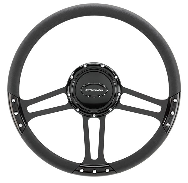 Billet Specialties BSBLK29263DRAFT 14" Billet "Draft" Black Steering Wheel Half Wrap, Horn Button And Adapter Sold Separately