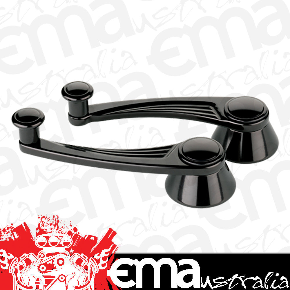 Billet Specialties BSBLK46525 Ball Milled Interior Window Crank Handles Black (pair)