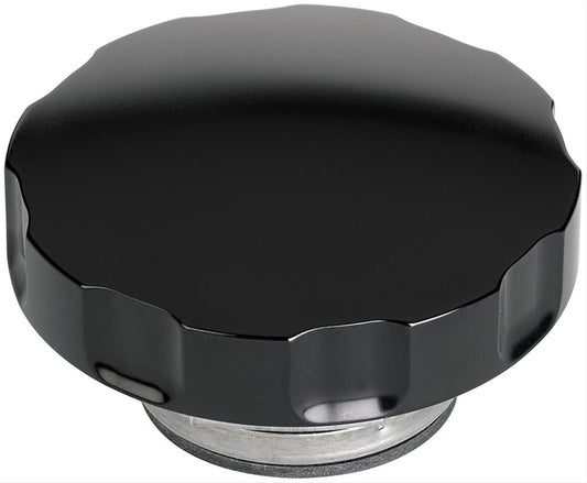 Billet Specialties BSBLK75125 Radiator Cap Black Notched Smooth, 16Lb