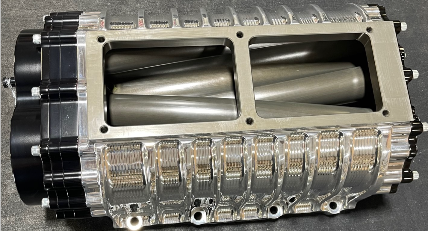 Blower Drive Service BL-8712-0002PB 871 Stage 2 Polished Billet Blower Case Scalloped w/ Black Anodized Plates