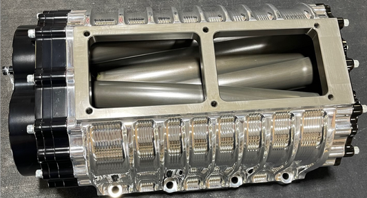 Blower Drive Service BL-8712-0002PB 871 Stage 2 Polished Billet Blower Case Scalloped w/ Black Anodized Plates