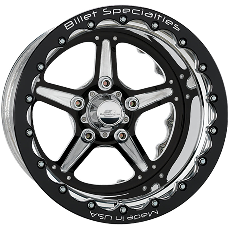 Billet Specialties BSBRDB35106545N Street Lite Wheel 15" X 10" - Black 5 X 4.50" Bolt Circle 4.5" Backspace With Double Beadloc