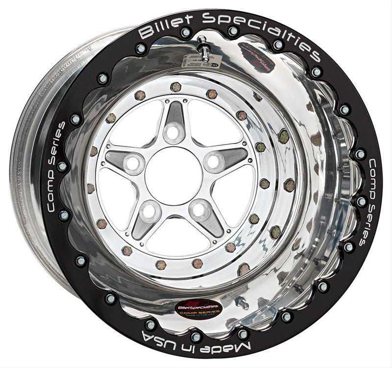Billet Specialties BSCDB035106540 Comp 5 Double Beadlock Wheel 15" X 10" - Polished 5 X 4.5" Bolt Circle With 4.0" Backspace