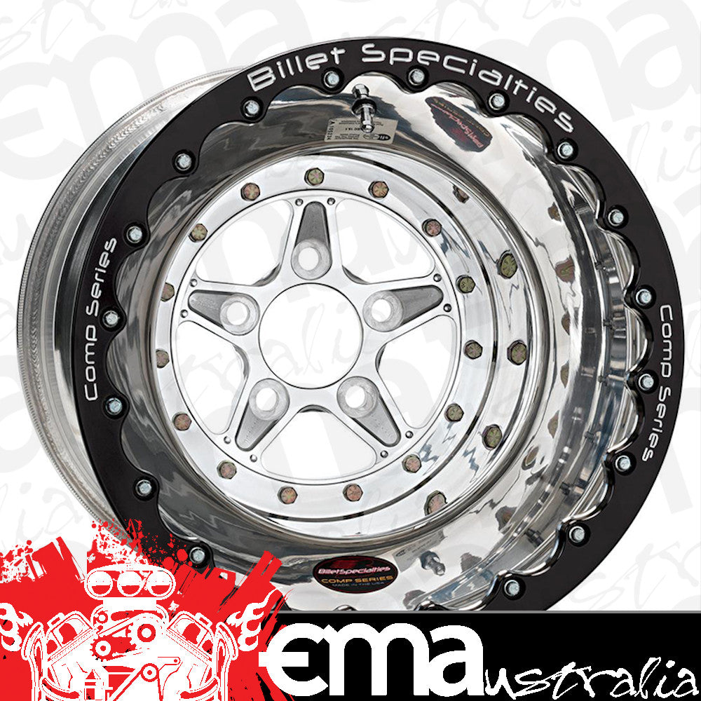 Billet Specialties BSCDB035106540 Comp 5 Double Beadlock Wheel 15" X 10" - Polished 5 X 4.5" Bolt Circle With 4.0" Backspace