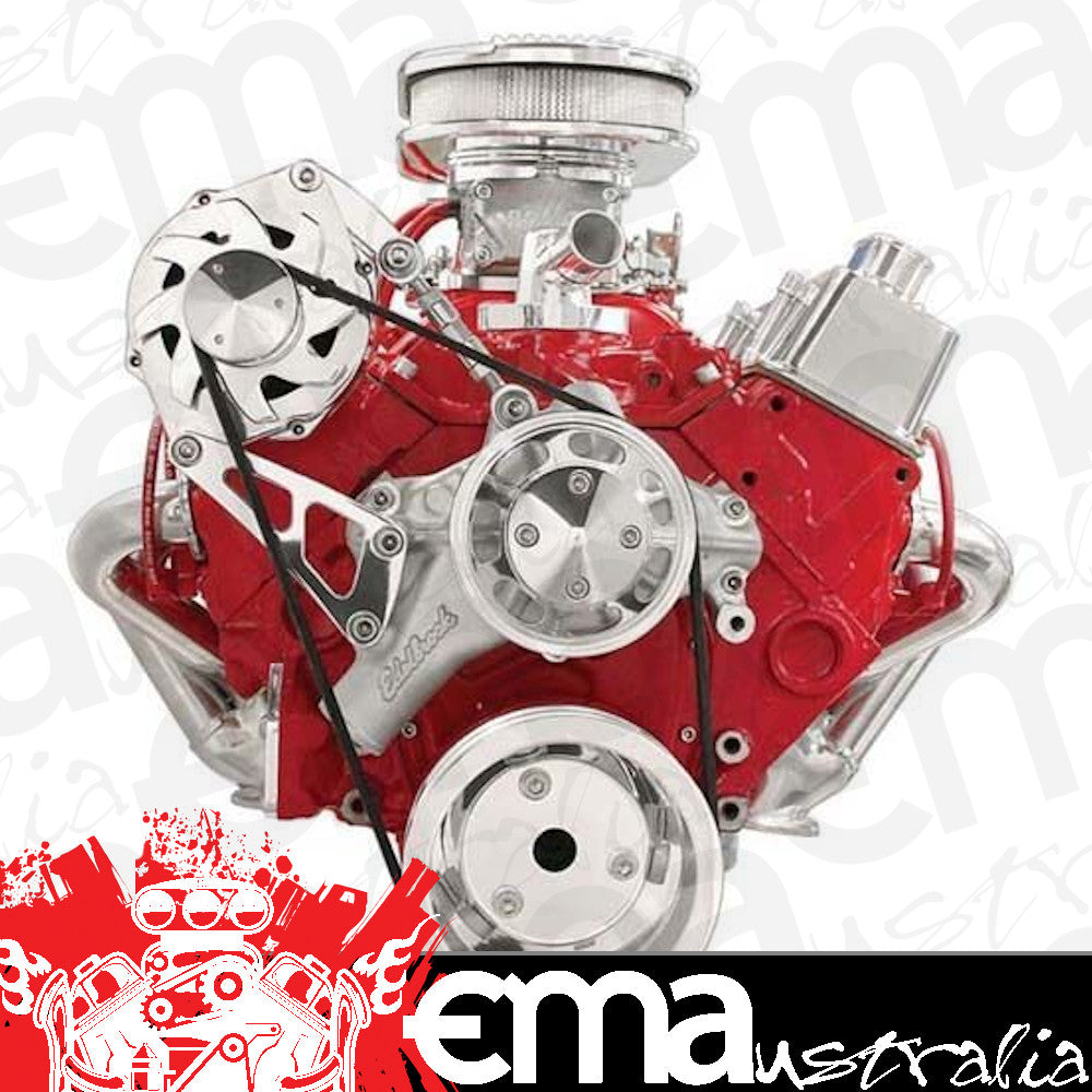 Billet Specialties BSFM2110PC Chev SB Serpentine Conv. Kit Top Mount Alternator