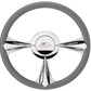 Billet Specialties BSP34092 Profile Series 16.5" Billet "Stiletto" Steering Wheel 3 Spoke Polished Aluminium Half Wrap Horn Button And Adapter Sold Separately