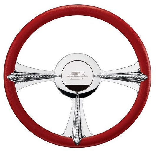 Billet Specialties BSP34097 Profile Series 16.5" Billet "Rat Tail" Steering Wheel Half Wrap Horn Button And Adapter Sold Separately