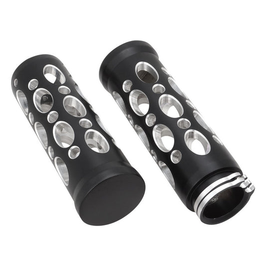 Attitude Inc ATT-CT-H558A Billet Handle Bar Grips Hand Grips For Harley ,Grater Style Black Machined Set