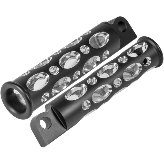 Attitude Inc ATT-AS83062B Foot Peg Set Billet Machined Grater Oval Foot Peg for Harley Black Pair