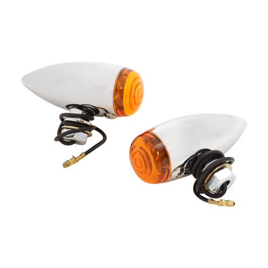 Attitude Inc ATT-AS62210 Turn Signal Retro Bullet Indicators Chrome For Harley Custom Pair