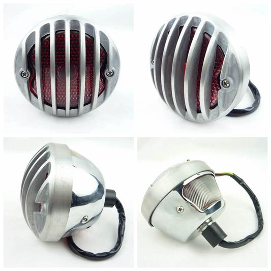 Attitude Inc ATT-TL100CH Tail lamp Brake Lamp Assembly Universal Rodder Finned ,Polished for Harley Each