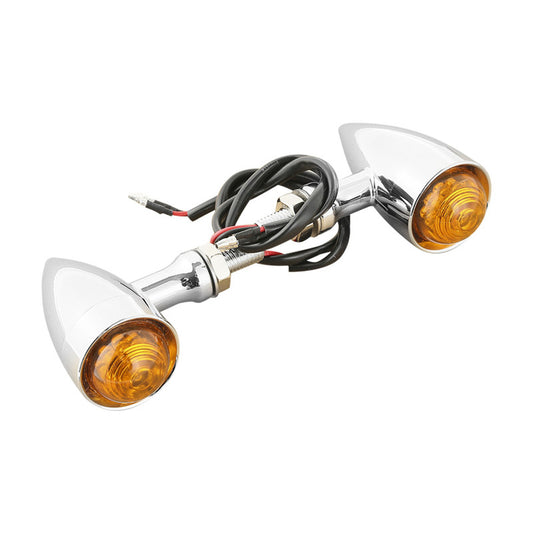 Attitude Inc ATT-XF140602-E Universal Turn Signal Indicator Bullet Retro LED Billet Aluminium Chrome For Harley Customs Set