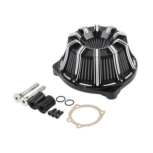 Attitude Inc ATT-XF2906G51 Air Filter Assembly ,Billet Aluminium Deep Cut Machined Black ,EFI For Harley Touring Electra Street Glide ,Kit