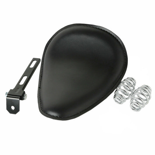 Attitude Inc ATT-XF2906C51 Universal Solo Seat Saddle and Bracket kit Low Profile Smooth Black Leather For Harley Kit