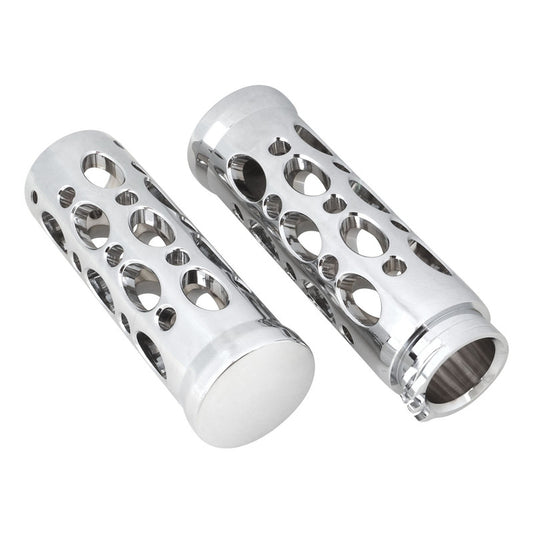 Attitude Inc ATT-CT-H558CH Billet Handle Bar Grips Hand Grips For Harley ,Grater Style Chrome Set