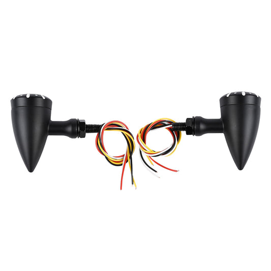 Attitude Inc ATT-XF1406100-B Bullet Universal Turn Signal Indicator Lights LED Cast Aluminium Black For Harley Models Set