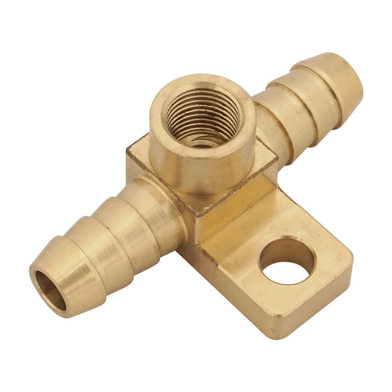 Proflow PFE354 T-Piece Billet Brass T Mounting Block 3/8'' Barbs 1/8'' NPT Female Port Each
