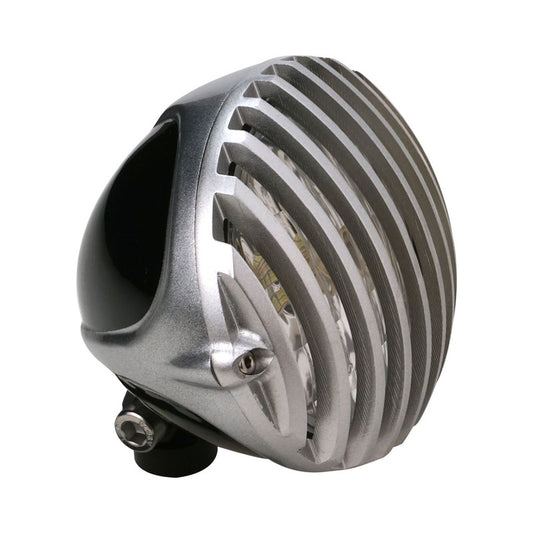 Attitude Inc ATT-TW-H1327 Headlight 5.0'' Aluminium Silver/Black Vintage Antique Style Chopper Bobber Each