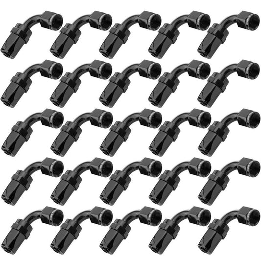 Proflow PFE103-10BK-25 Bulk Pack 90 Degree Hose End -10AN Hose to Female Black 25pc