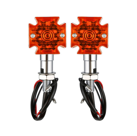 Attitude Inc ATT-XF140697-E Maltese Cross Bullet Turn Signal Indicator Lights LED Chrome For Harley Models Set