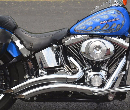 Attitude Inc ATT-EXHS004 Razors Chrome Headers Exhuast Kit Big Radius Suit Harley Softail 1986-2017 Chrome Heathields Attached Kit