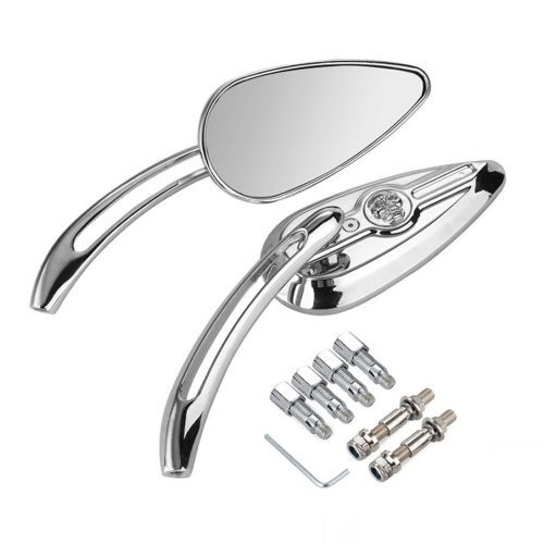Attitude Inc ATT-XF110853-E Attitude Rear View Mirror Set Universal Custom Chrome Skull Type for Harley Set