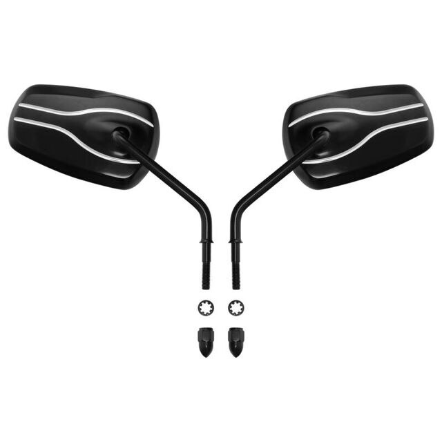 Attitude Inc ATT-XF1108115-GM Universal Rear View Mirror 8mm Black For Harley Touring Road King Softail Sportster Set