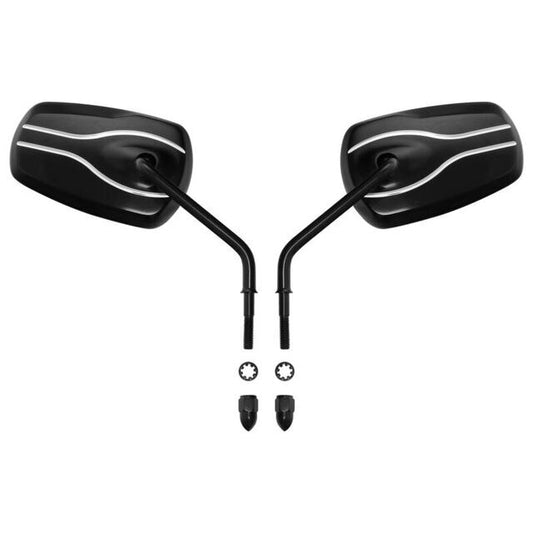 Attitude Inc ATT-XF1108115-GM Universal Rear View Mirror 8mm Black For Harley Touring Road King Softail Sportster Set