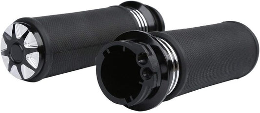 Attitude Inc ATT-XF2906G39 Handlebar Hand Grips Black Machined Gel Rubber Grip 1 in Handlebar For Harley Road Glide Custom Softail Slim FLSL Pair