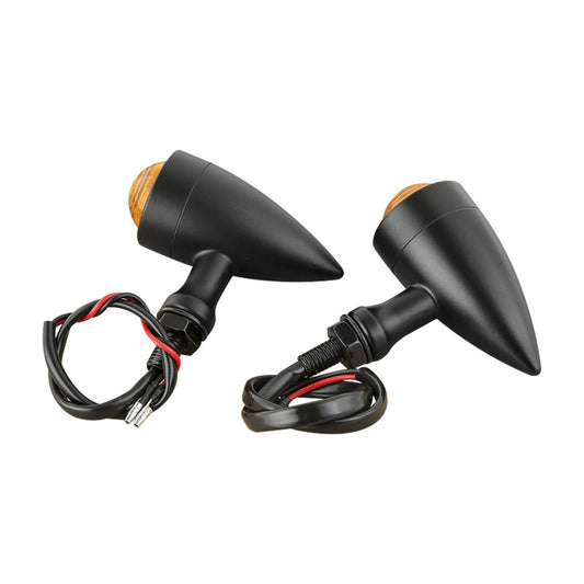 Attitude Inc ATT-XF140602-B Universal Turn Signal Indicator Retro LED Billet Aluminium Black For Harley Customs Set