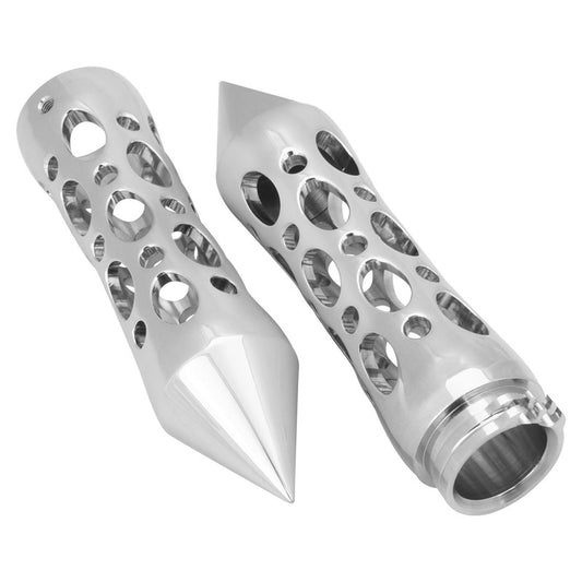 Attitude Inc ATT-CT-H557CH Billet Handle Bar Grips Hand Grips For Harley ,Grater Spike Style Chrome Set