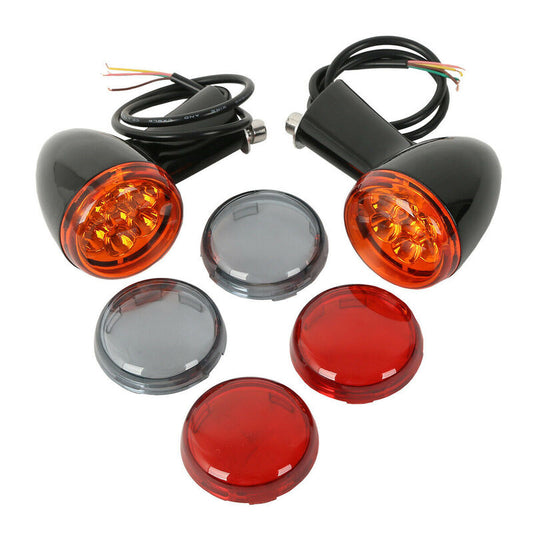 Attitude Inc ATT-XF1406116-B Turn Signal Indicator Lights Front Black For Harley Davidson Road Glide 15-20 Set