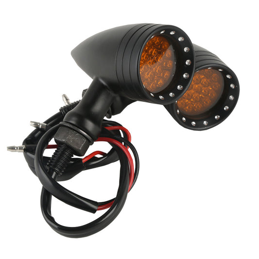 Attitude Inc ATT-XF140662 Retro Bullet Universal Turn Signal Indicator Lights LED Black For Harley Models Set