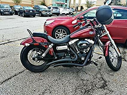 Attitude Inc ATT-EXHS010-BK Razors Black Headers Exhaust Kit Big Radius Suit Harley Dyna 2006-2017 Black Heatshields Attached Kit