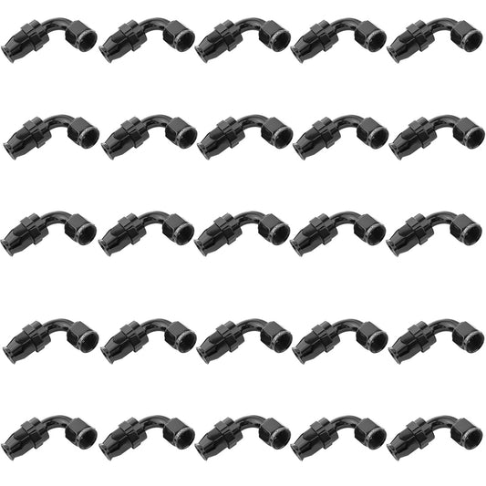 Proflow PFE203-08DBK-25 Bulk Pack Aluminium 90 Degree Hose End -08AN PTFE Hose Black 25pc
