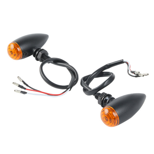 Attitude Inc ATT-XF140607-BC Turn Signal Indicator Bullet Retro Aluminium Black For Harley Customs Set