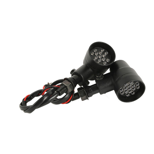 Attitude Inc ATT-XF140686-B Cafe Racer Universal Turn Signal Indicator Lights Aluminium Black Body Amber LED For Harley Models Set