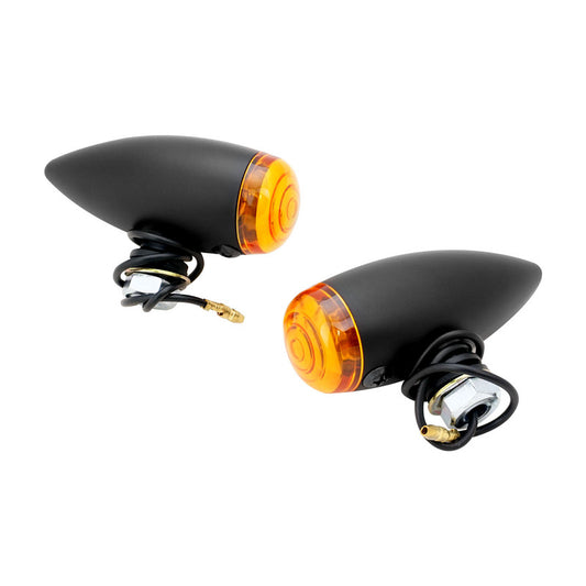 Attitude Inc ATT-AS62210B Turn Signal Indicator Bullet Retro Aluminium Black For Harley Customs Set