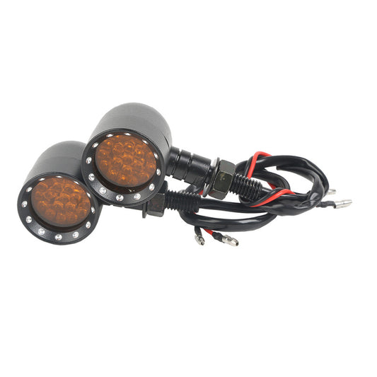 Attitude Inc ATT-XF140643 Retro Universal Turn Signal Indicator Lights LED Black For Harley Models Set